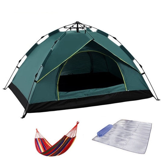 Vivolux | TC-014 Outdoor Strand Reise Camping Automatik Frühling Multi-Person Zelt Für 3-4 Personen (Grün+Matte+Hängematte)