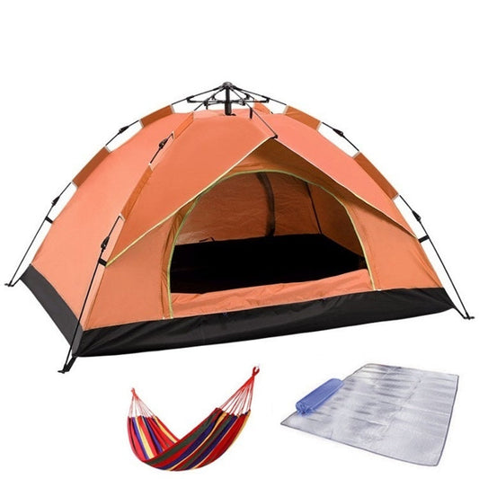 Vivolux | TC-014 Outdoor Strand Reise Camping Automatische Feder Multi-Person Zelt Für 3-4 Personen (Orange+Matte+Hängematte)