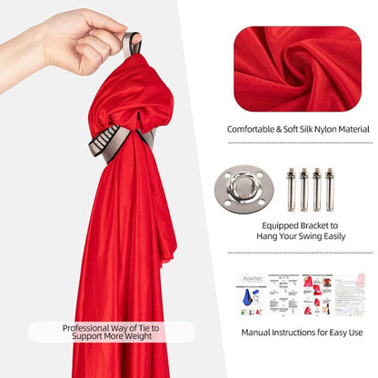 Vivolux | Kinder Elastische Hängematte Indoor Outdoor Schaukel, Größe: 1.5x2.8m (Rot)