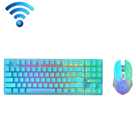 Vivolux | ZIYOU LANG T87 Gaming Leuchtendes Kabelloses Tastatur- und Maus-Set (Blau)