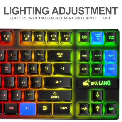 Vivolux | ZIYOU LANG T87 Gaming Leuchtendes Kabelloses Tastatur- und Maus-Set (Blau)