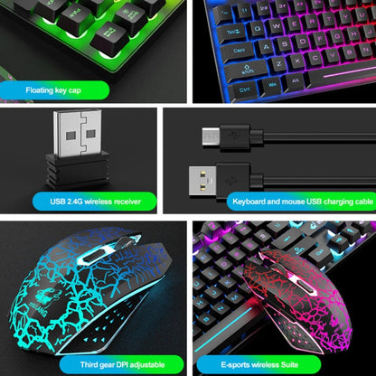 Vivolux | ZIYOU LANG T87 Gaming Leuchtendes Kabelloses Tastatur- und Maus-Set (Blau)