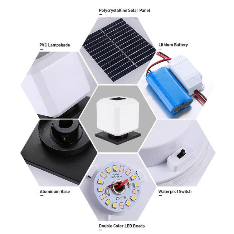 Vivolux | 003 Solar Square Outdoor Post Light LED Wasserdichte Wandleuchten, Größe: 20cm (Weißes Licht)