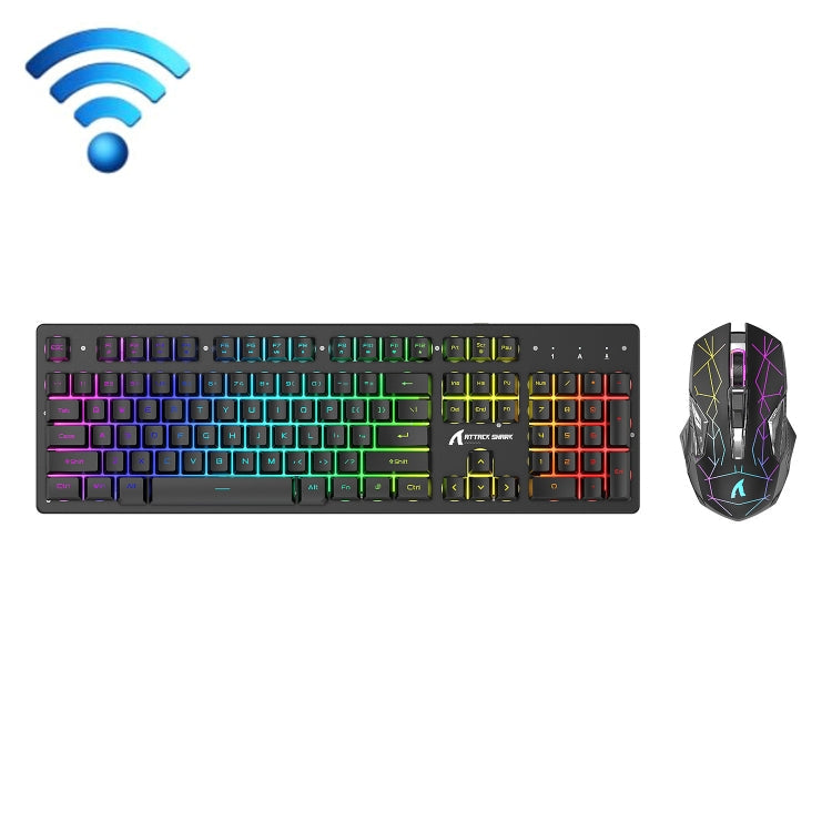 Vivolux | Angriffshaifisch T3RGB RGB Leuchtende Kabellose Tastatur und Maus Set (Schwarz)