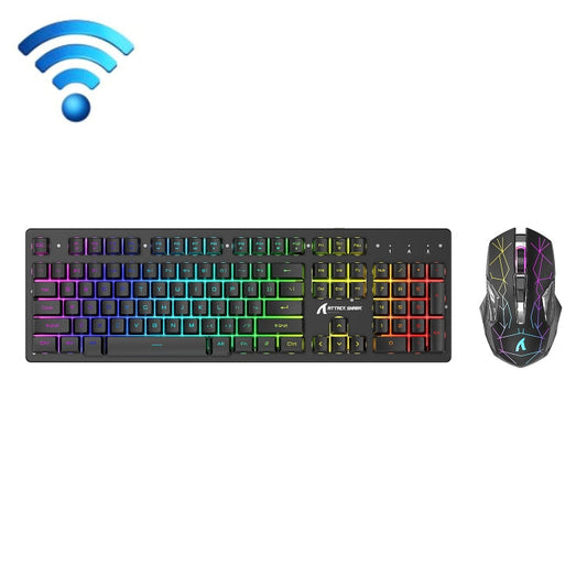 Vivolux | Angriffshaifisch T3RGB RGB Leuchtende Kabellose Tastatur und Maus Set (Schwarz)