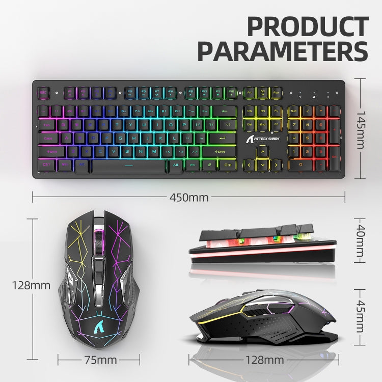 Vivolux | Angriffshaifisch T3RGB RGB Leuchtende Kabellose Tastatur und Maus Set (Schwarz)