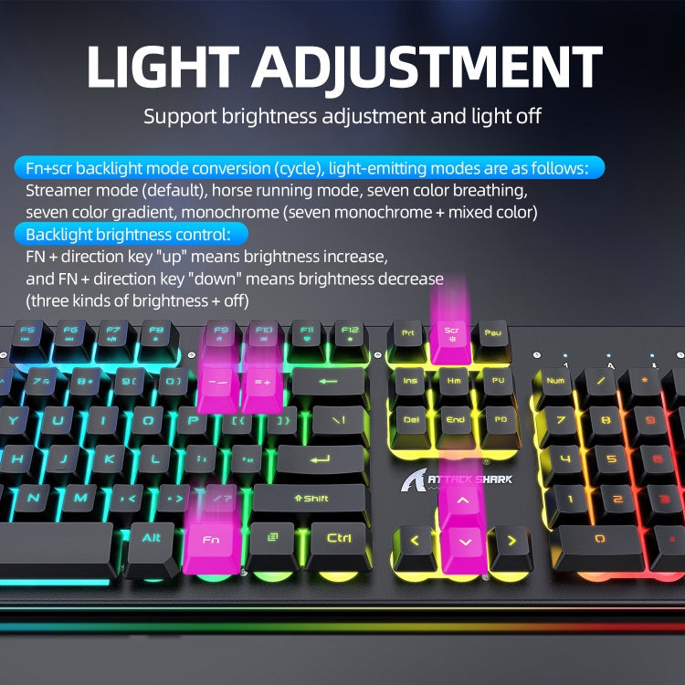 Vivolux | Angriffshaifisch T3RGB RGB Leuchtende Kabellose Tastatur und Maus Set (Schwarz)