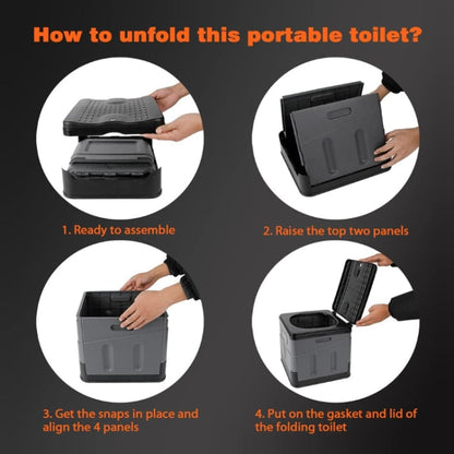 Vivolux | Auto Faltbare tragbare Toilette Outdoor Notfall Mobile Toilette (Dunkelgrau)
