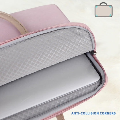 Vivolux | 14 -14.6 Zoll Oxford Stoff Laptop Tasche Herren Damen Aktentasche mit PU Griff (Grau Grün)