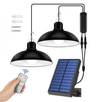Vivolux | IP65 Wasserdichtes Outdoor Solar LED Pendelleuchte Innenbeleuchtung, Spezifikation: Doppeltes Weißlicht mit Fernbedienung