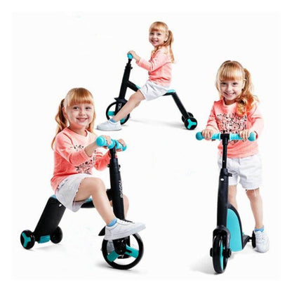 Vivolux | nadle Faltbares Dreirädriges Drei-Modus Gleichgewicht Fahrrad Kinder Roller (Blau)