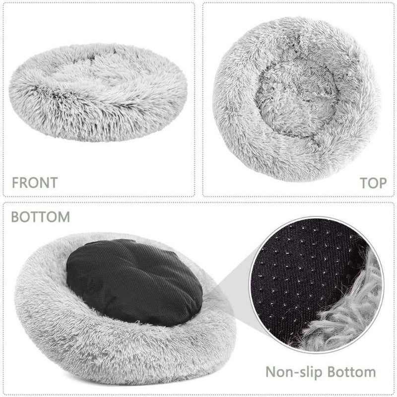 Vivolux | PawNest Beruhigendes Donut-Katzenbett | Rundes Plüsch Nest | Stresslindernd & Gemütlich | Perfekt für Katzen & kleine Hunde