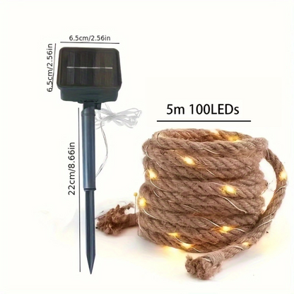 Vivolux | SolarRope | Solarbetriebenes Hanfseillicht | Nachhaltige Dekobeleuchtung für Garten & Terrasse