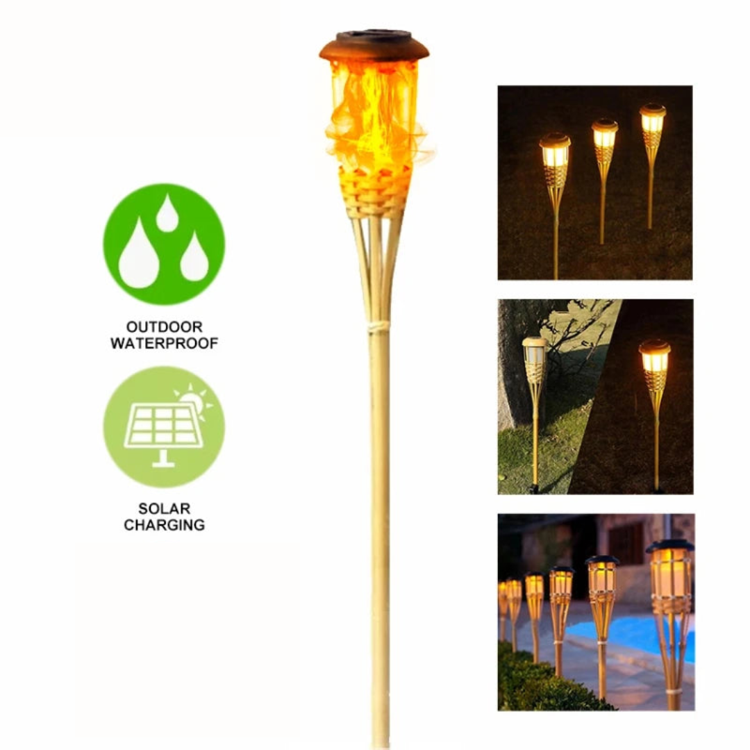 Vivolux | Solar-Fackel 5er-Set | Flammenoptik LED Gartenleuchten | Solarbetrieben | Dekoratives Licht für Außen