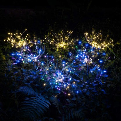 Vivolux | 4 Stück Solar Feuerwerk Gartenlampen - Wetterfeste LED Dekorationsbeleuchtung, Solarenergie für Garten und Patio