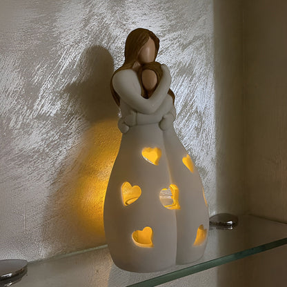 Vivolux | Umarmende Mutter Tochter Figur Flackernder Kerzenhalter - LoveGlow