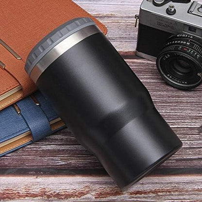 Vivolux | 4 in 1 Edelstahl Dose-/Flaschenisolator, 14Oz Zwei-Wege-Deckel SUS Isolierte Dose Kühler, Bierflaschenhalter (Schwarz)