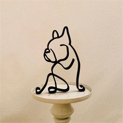 Vivolux | Tier Kunst Eisen Skulptur Retro Metall schwarze Linien Katze Hund Schreibtisch Ornament
