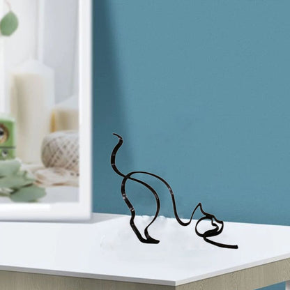 Vivolux | Tier Kunst Eisen Skulptur Retro Metall schwarze Linien Katze Hund Schreibtisch Ornament