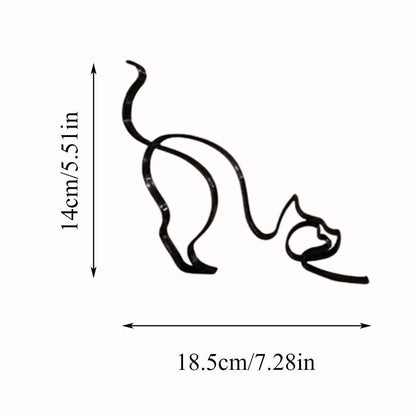 Vivolux | Tier Kunst Eisen Skulptur Retro Metall schwarze Linien Katze Hund Schreibtisch Ornament