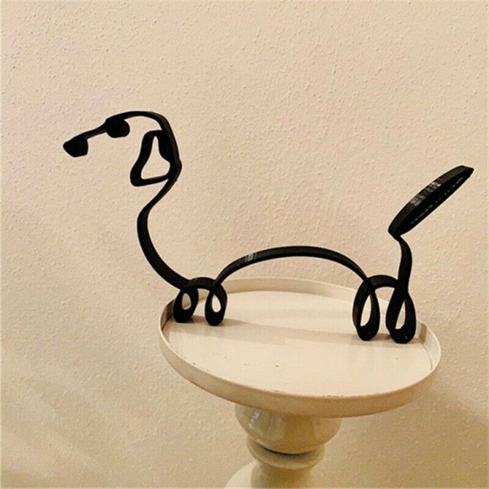 Vivolux | Tier Kunst Eisen Skulptur Retro Metall schwarze Linien Katze Hund Schreibtisch Ornament