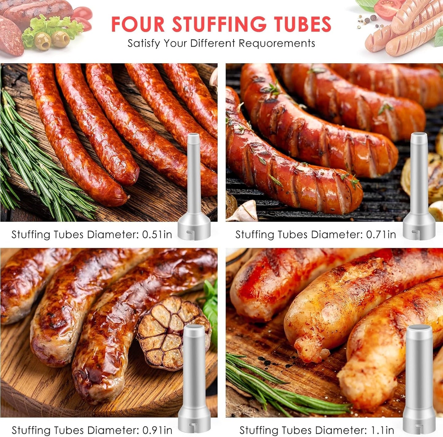Vivolux | Wurstfüller mit 4 verschiedenen Größen Füllrohre