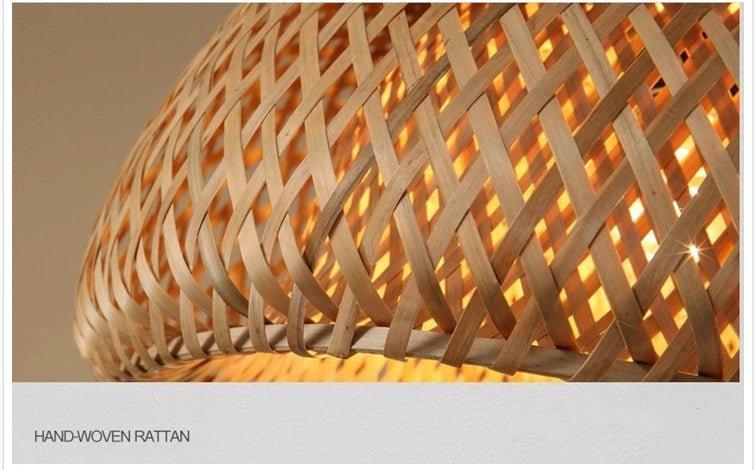 Vivolux | Hängende Deckenlampe aus Bambus C │ Handgefertigte Beleuchtung aus Holz und Ratten für die Inneneinrichtung