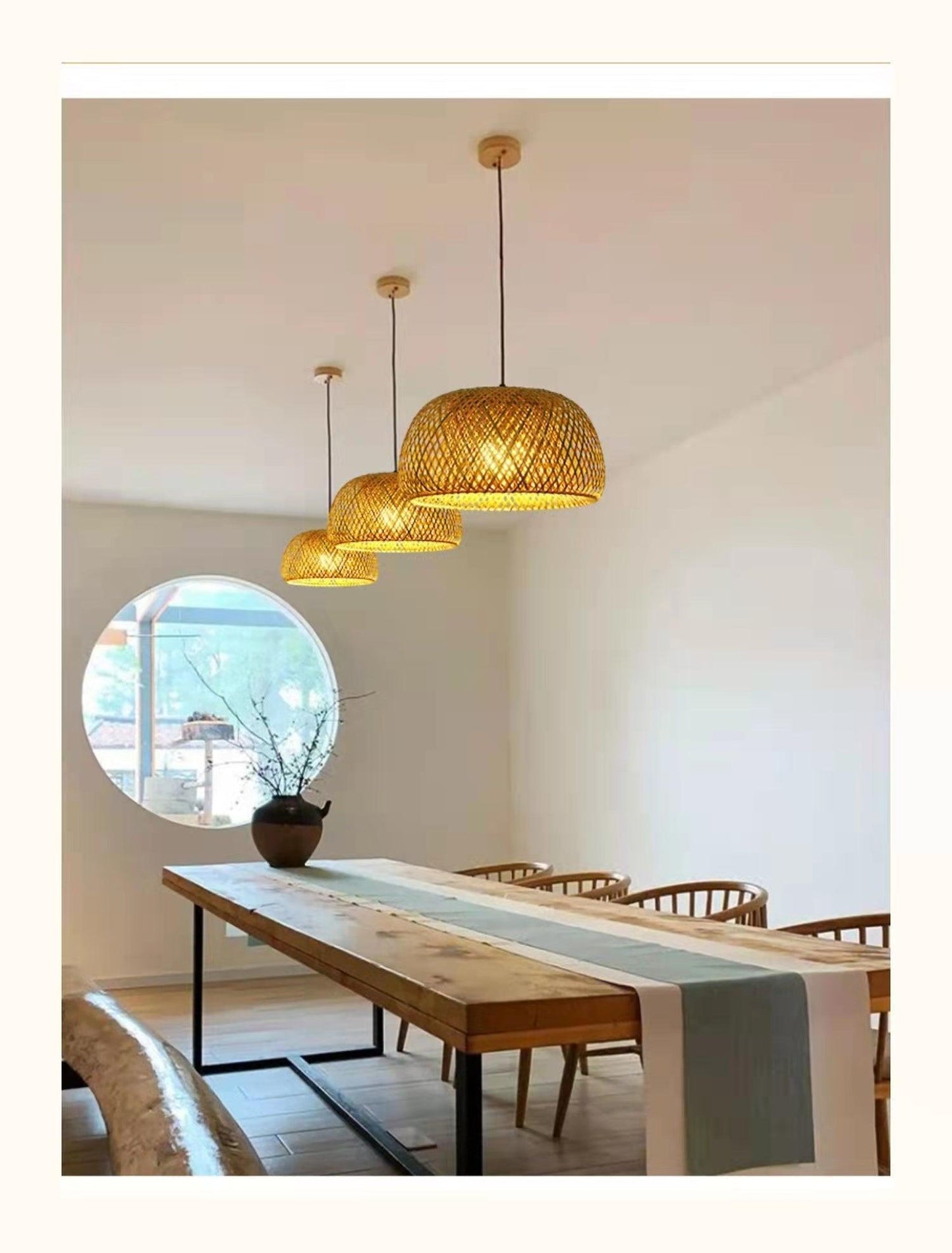 Vivolux | Hängende Deckenlampe aus Bambus C │ Handgefertigte Beleuchtung aus Holz und Ratten für die Inneneinrichtung