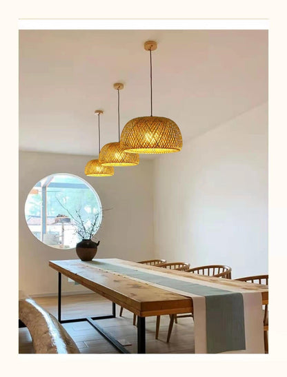 Vivolux | Hängende Deckenlampe aus Bambus C │ Handgefertigte Beleuchtung aus Holz und Ratten für die Inneneinrichtung