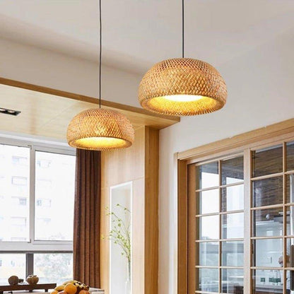 Vivolux | Hängende Deckenlampe aus Bambus C │ Handgefertigte Beleuchtung aus Holz und Ratten für die Inneneinrichtung
