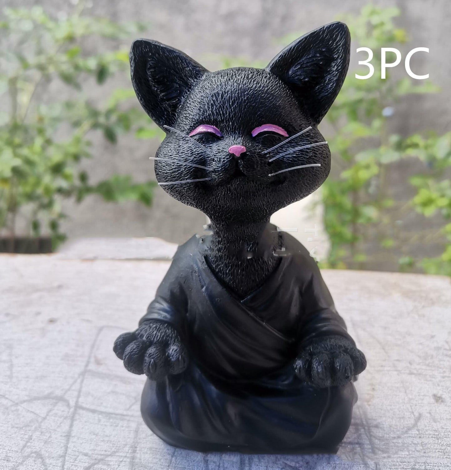 Vivolux | Verspielt Schwarze Buddha Katze Figur Meditation Yoga Sammlerstück Glückliche Katzen Dekor Zuhause Garten Dekoration Gartenornament