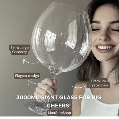 Vivolux | Riesige 106 Oz Weinglas und Bierkrug-Kombo - 3000ML Extra Großes Kristallglas für Partys, Hochzeiten und Feiern