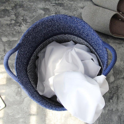 Vivolux | CoastalNest Aufbewahrungskörbe mit Griffen | Blaue Küsten-Dekokörbe | Funktionale & Stilvolle Organisation