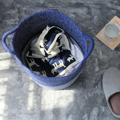 Vivolux | CoastalNest Aufbewahrungskörbe mit Griffen | Blaue Küsten-Dekokörbe | Funktionale & Stilvolle Organisation