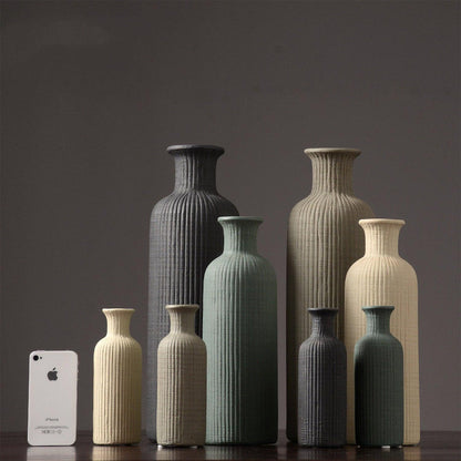Vivolux | Braun Beige Grau Keramik Blumenvase Topf │ Wohndekoration Artikel