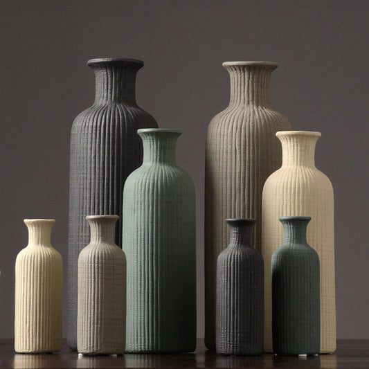 Vivolux | Braun Beige Grau Keramik Blumenvase Topf │ Wohndekoration Artikel