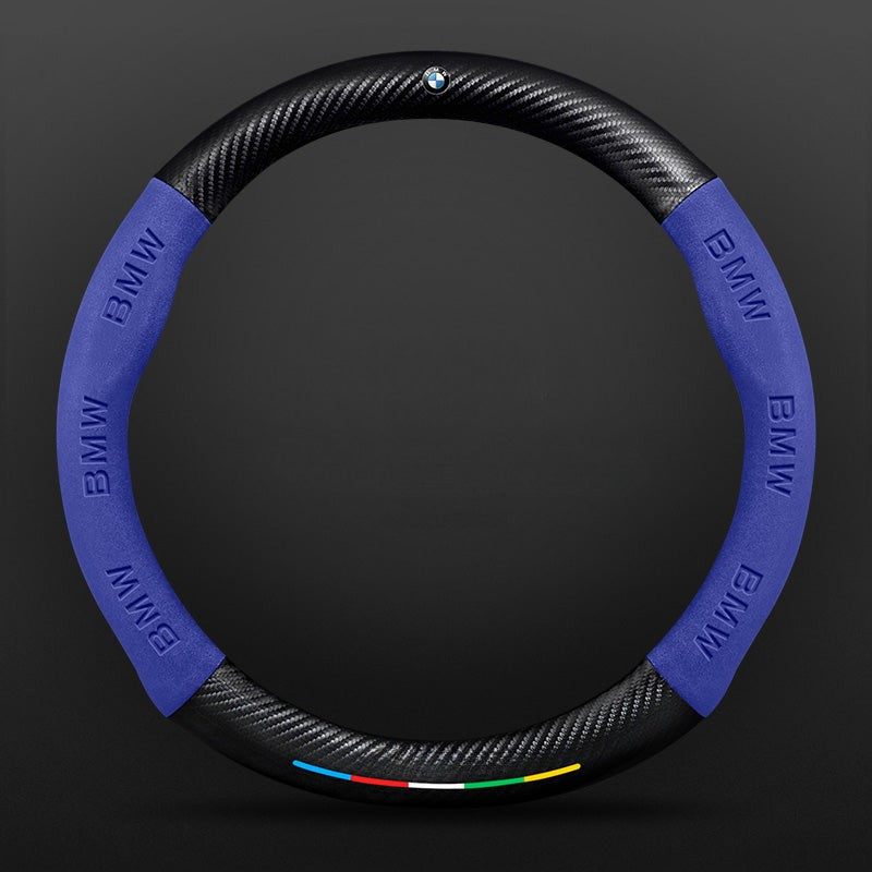 Anti-Rutsch 3D Prägung Kohlefaser Leder Auto Lenkradbezug Universelle Passform