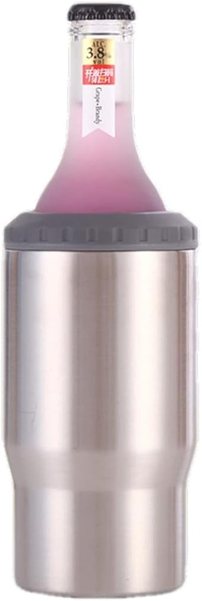Vivolux | 4 in 1 Edelstahl Dose-/Flaschenisolator, 14Oz Zwei-Wege-Deckel SUS Isolierte Dose Kühler, Bierflaschenhalter (Schwarz)