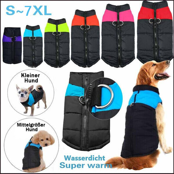 Winter Warme Wasserdichte Hundeweste mit Reißverschluss (Gr.S-7XL)