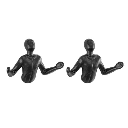 Vivolux | Vorspringende "Palms Up" Gusseisen dekorative schwarze Wandmontagehaken (Set von 2)