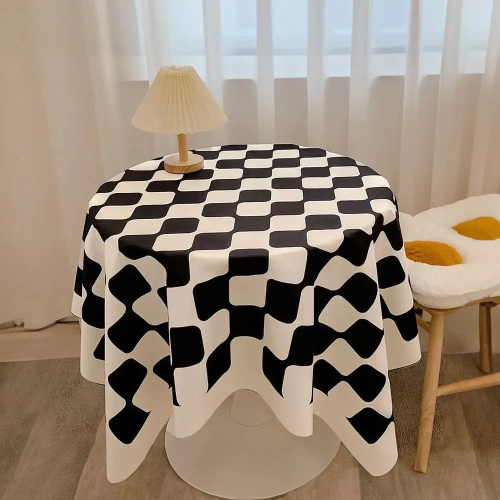 Vivolux | Kariertes Design Runde Baumwolltischdecke