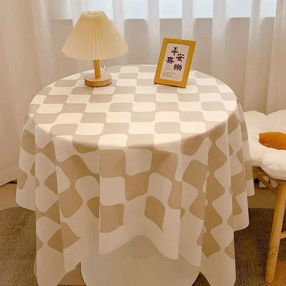 Vivolux | Kariertes Design Runde Baumwolltischdecke