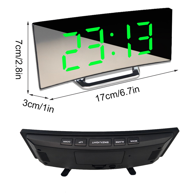 Vivolux | LED-Beleuchtung großes digitales Display | Gebogene LED Digitalwecker - Amedea