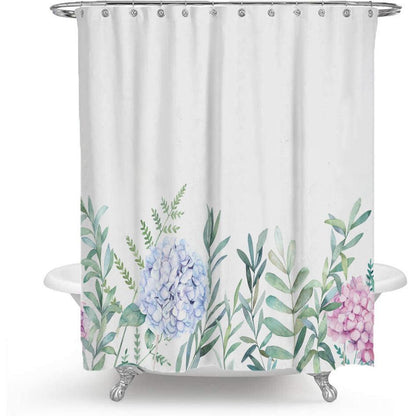 Vivolux | Bunter Floralprint Polyester Duschvorhang mit nordischem grünen Blattdesign