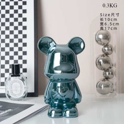 Vivolux | Bunte Keramikbären-Skulptur und Statue Sparschwein Schreibtischornament