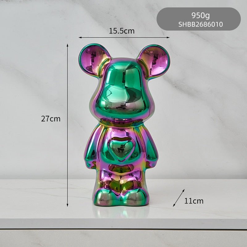 Vivolux | Bunte Keramikbären-Skulptur und Statue Sparschwein Schreibtischornament