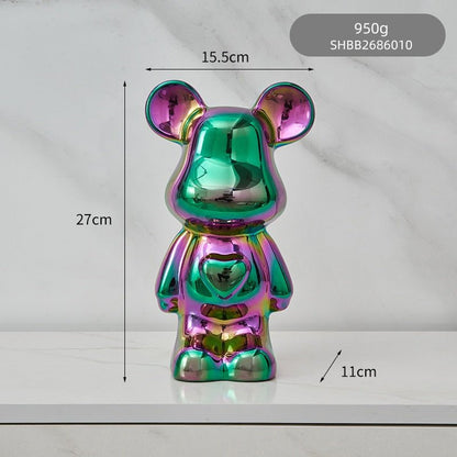 Vivolux | Bunte Keramikbären-Skulptur und Statue Sparschwein Schreibtischornament