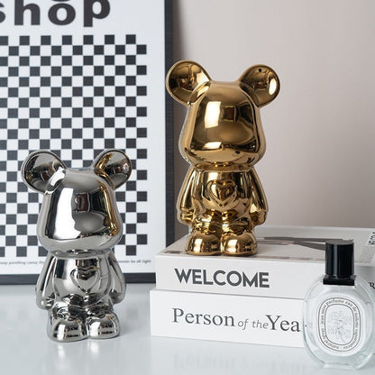 Vivolux | Bunte Keramikbären-Skulptur und Statue Sparschwein Schreibtischornament