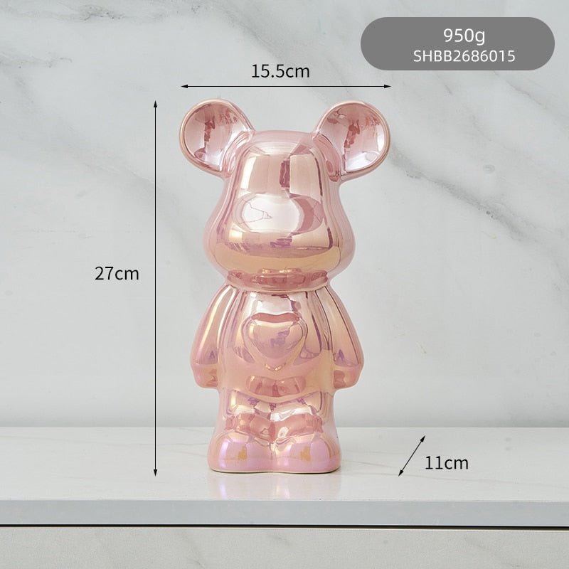 Vivolux | Bunte Keramikbären-Skulptur und Statue Sparschwein Schreibtischornament
