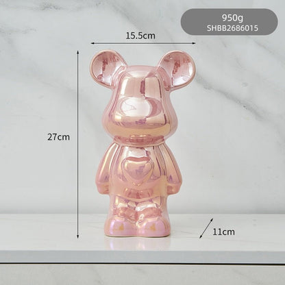 Vivolux | Bunte Keramikbären-Skulptur und Statue Sparschwein Schreibtischornament